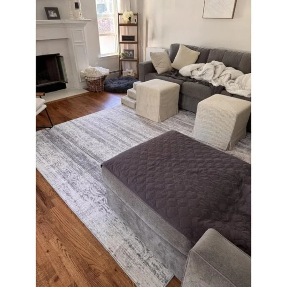 New 8x10 Charcoal Grey Area Rug, Washable Non-Slip Modern Carpet for Home